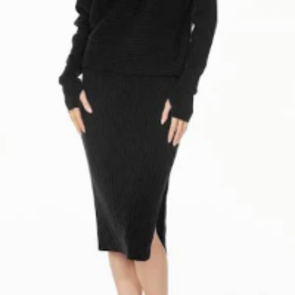 Bobi Los Angeles Rib Midi Skirt in BLACK Size M NWT - Picture 1 of 12